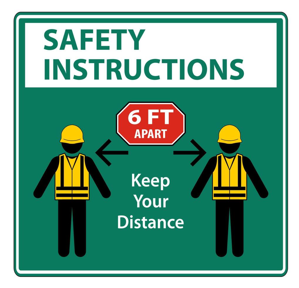 Safety Instructions Social Distancing Construction Sign Isolate On White Background,Vector Illustration EPS.10 vector