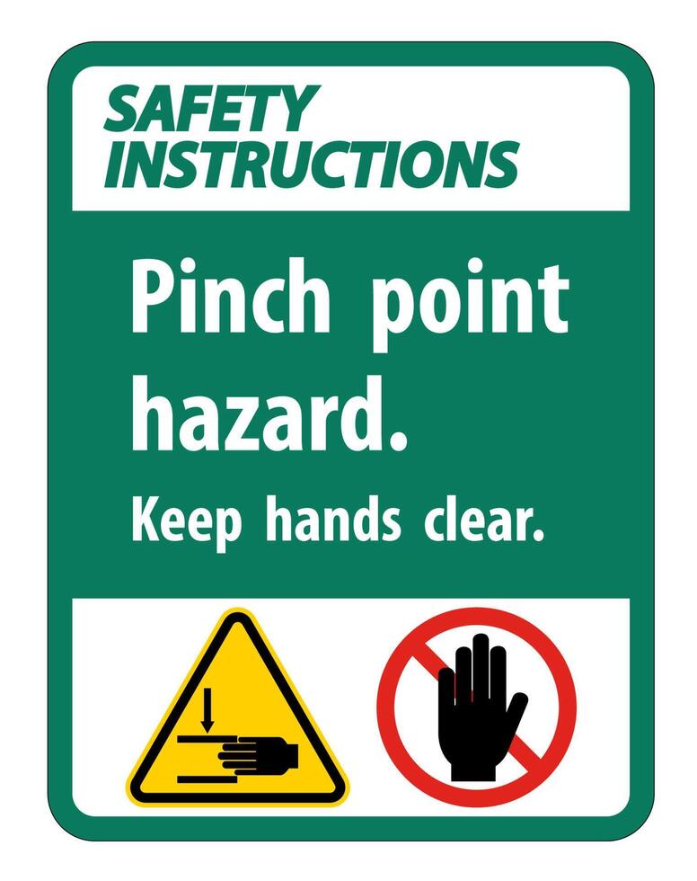 Safety Instructions Pinch Point Hazard,Keep Hands Clear Symbol Sign Isolate on White Background,Vector Illustration vector