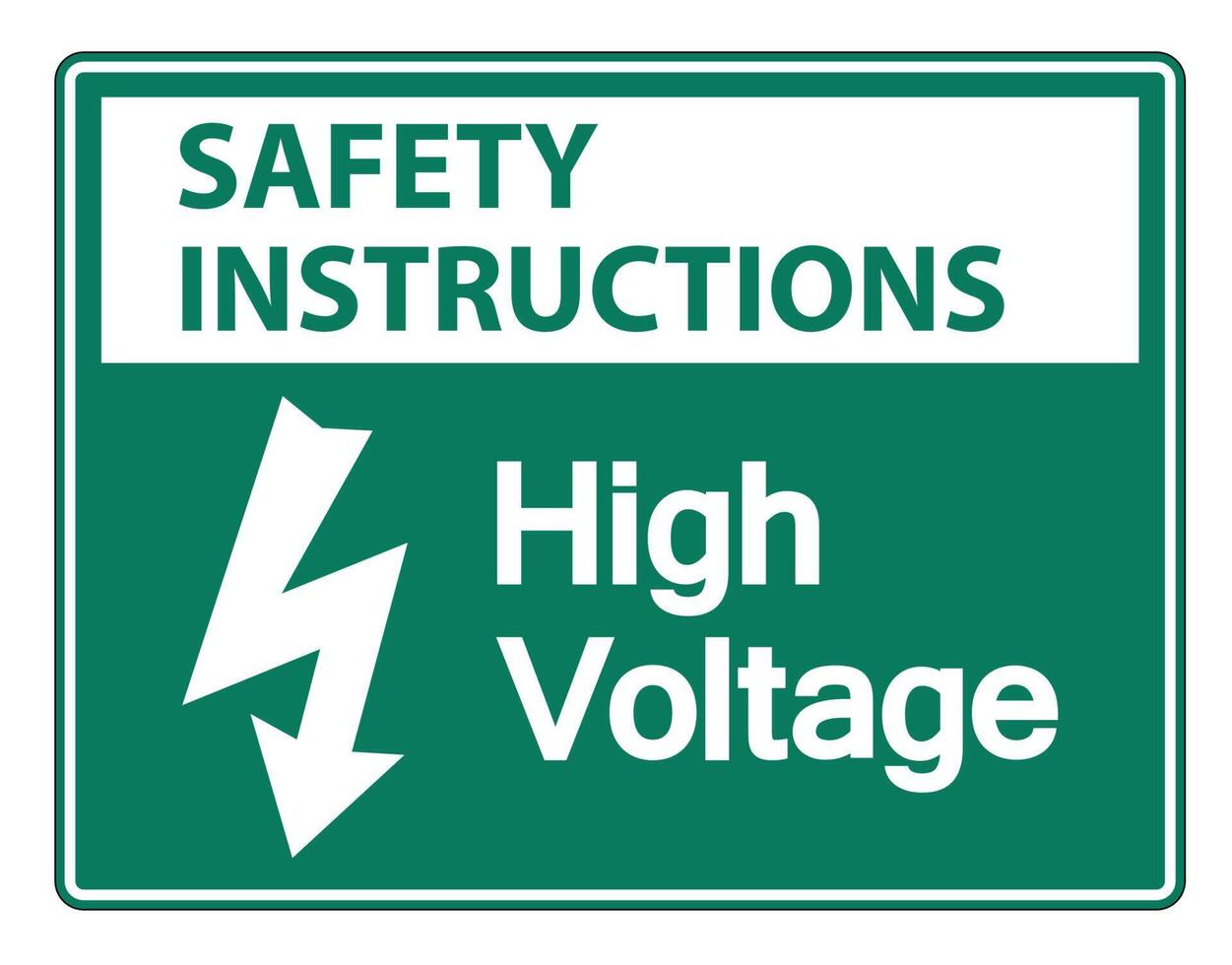 Instrucciones de seguridad señal de alto voltaje sobre fondo blanco. vector