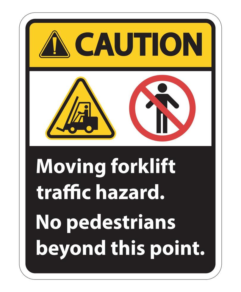 Moving forklift traffic hazard,No pedestrians beyond this point,Symbol Sign Isolate on White Background,Vector Illustration vector