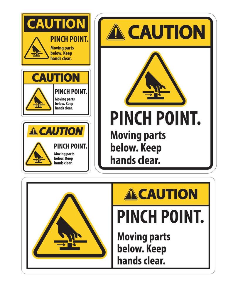 Caution Pinch Point, Moving Parts Below, Keep Hands Clear Symbol Sign Isolate on White Background,Vector Illustration EPS.10 vector