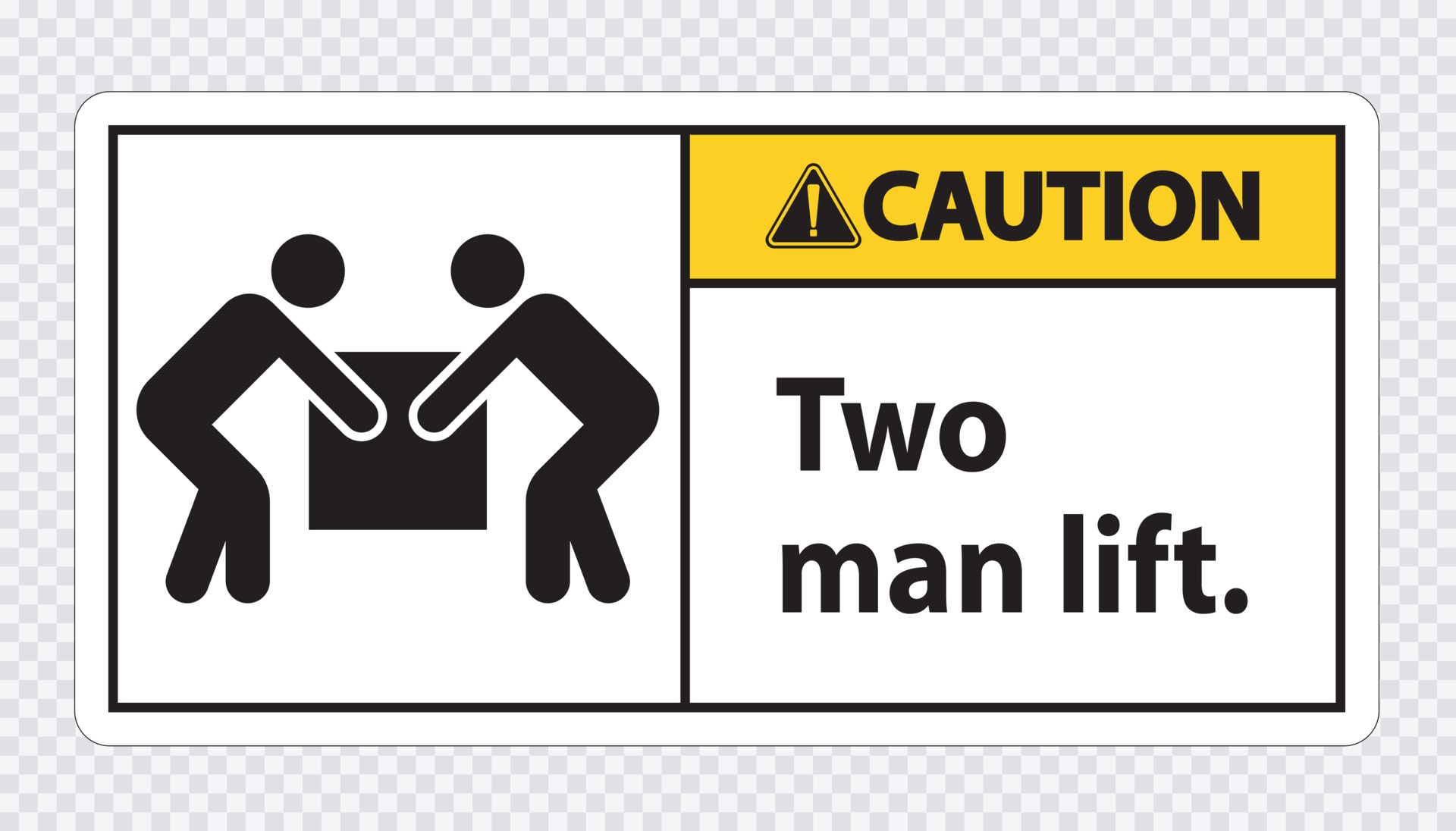 Two man lift Symbol Sign Isolate on transparent Background,Vector