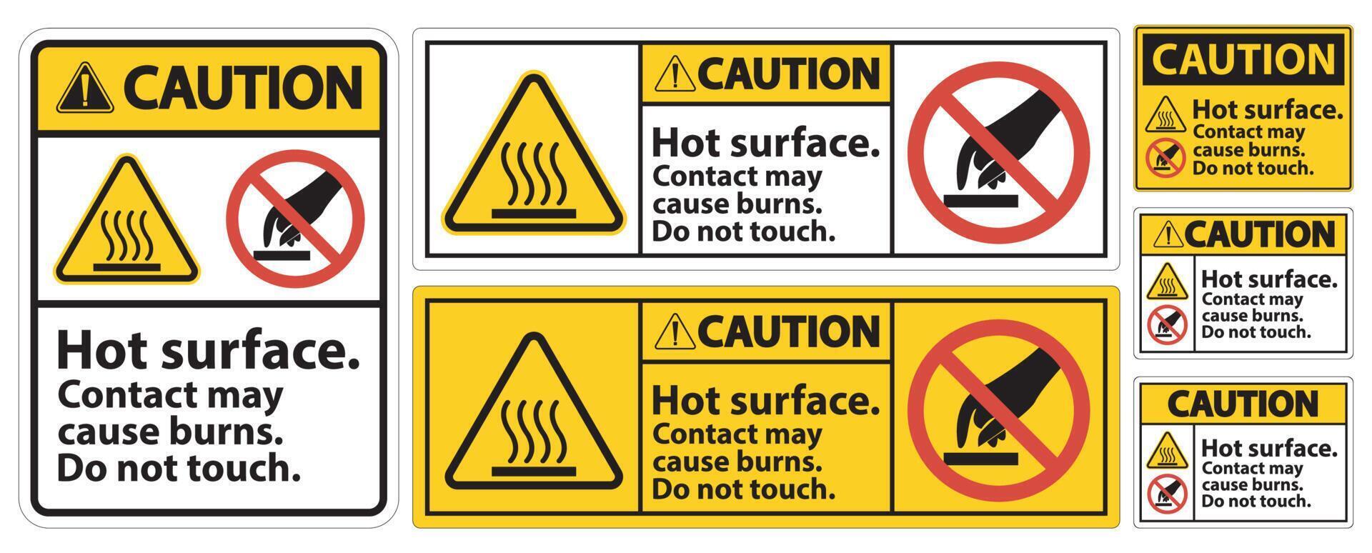 Caution Hot Surface Do Not Touch Symbol Sign Isolate on White Background,Vector Illustration vector