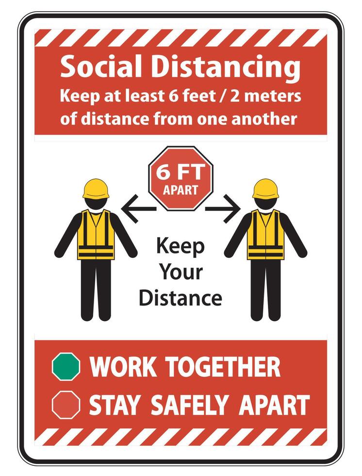 Social Distancing Construction Sign Isolate On White Background,Vector Illustration EPS.10 vector
