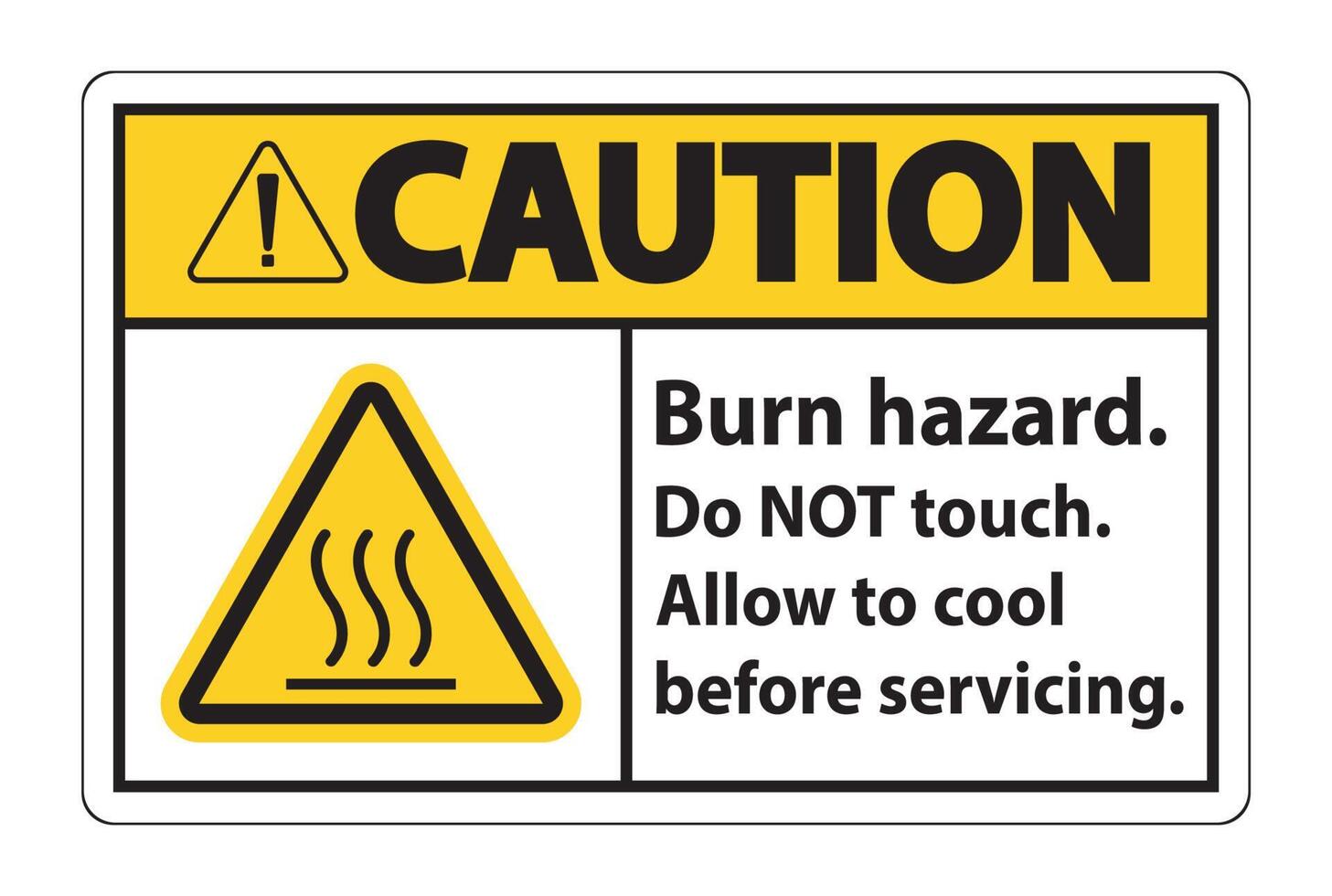 Caution Burn hazard safety,Do not touch label Sign on white background vector