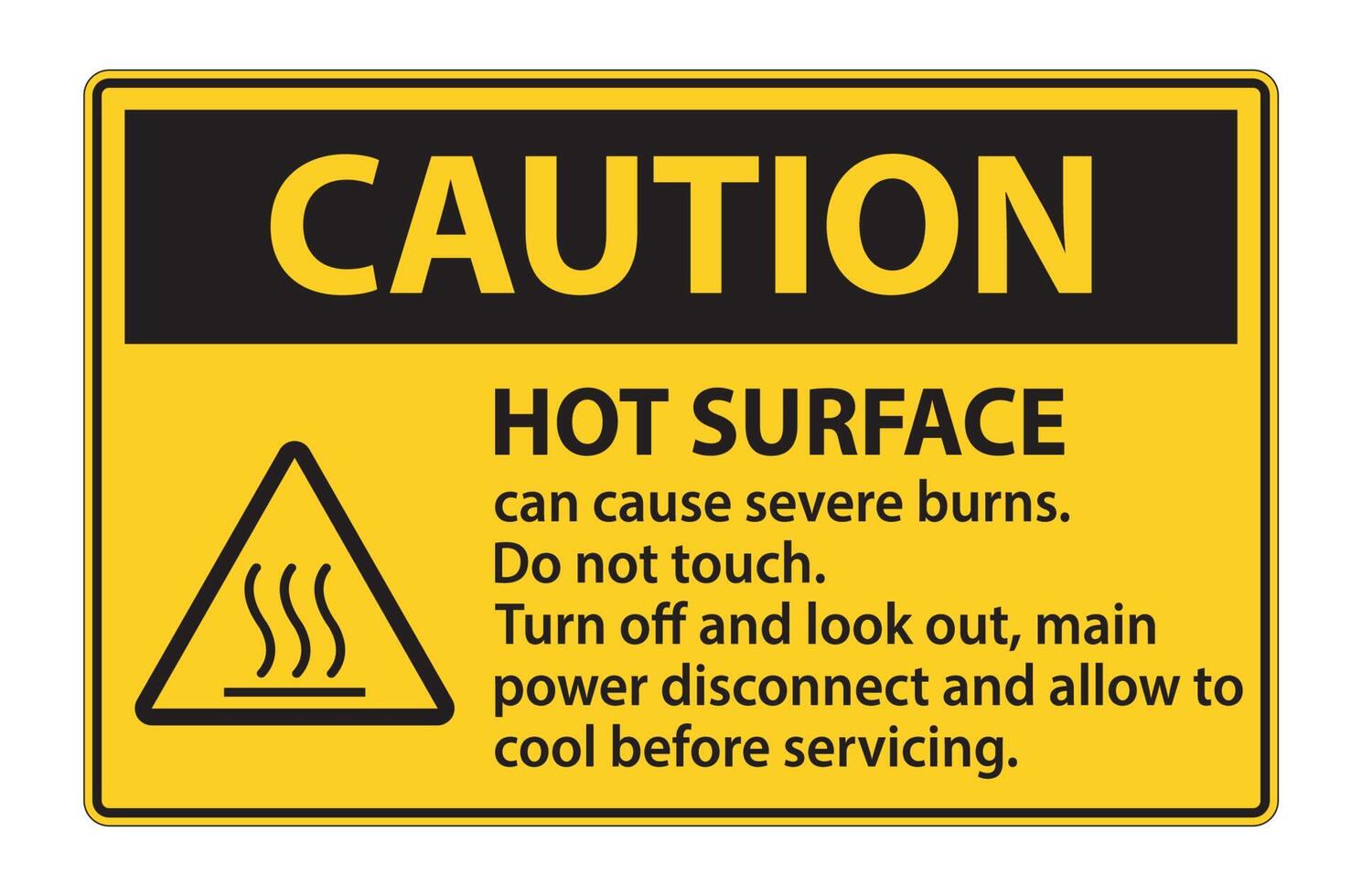 Caution Hot surface sign on white background vector