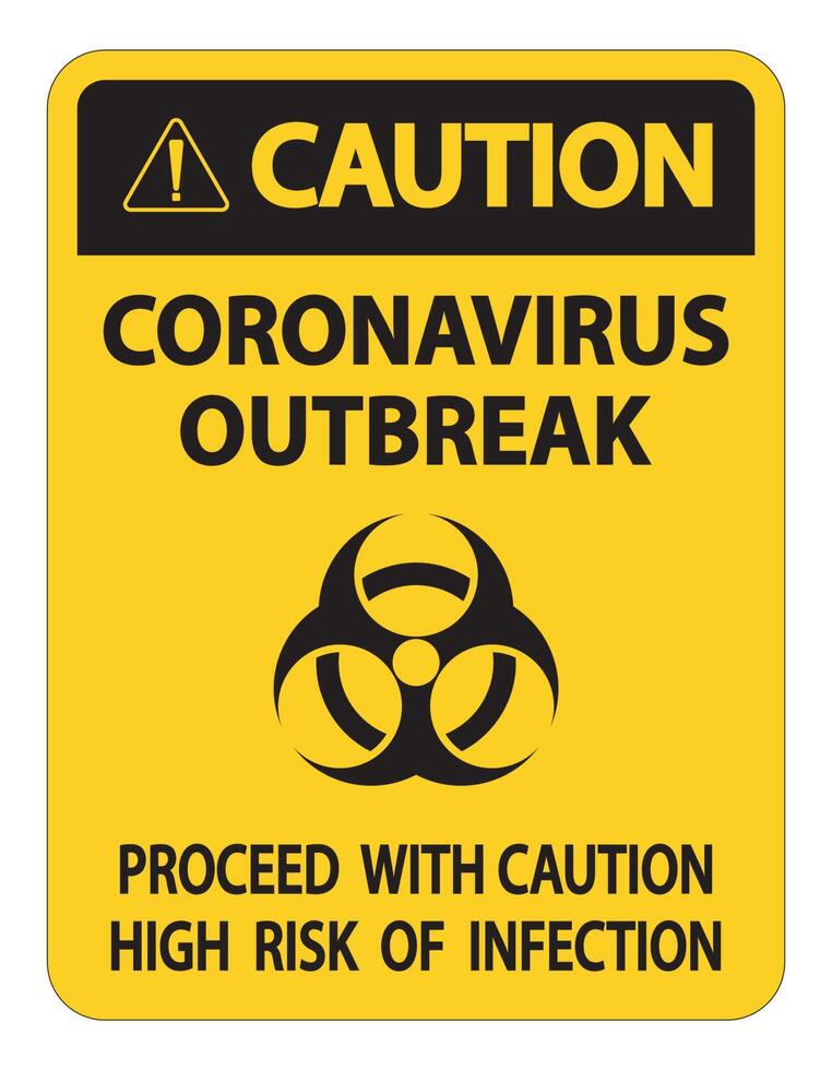 signo de brote de coronavirus de precaución aislar sobre fondo blanco, ilustración vectorial vector