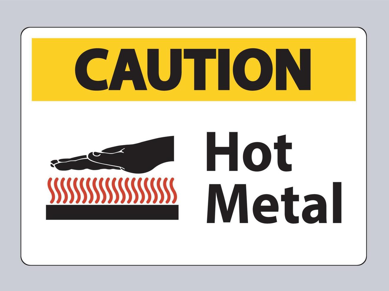 Precaución signo de símbolo de metal caliente aislado sobre fondo blanco. vector