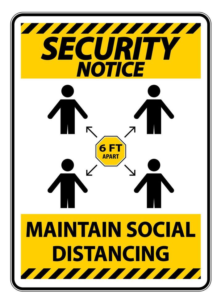 Security Notice Maintain social distancing, stay 6ft apart sign,coronavirus COVID-19 Sign Isolate On White Background,Vector Illustration EPS.10 vector