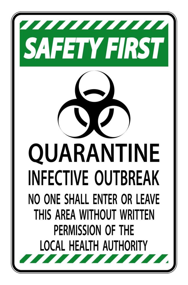 Safety First Quarantine Infective Outbreak Sign Isolate on transparent Background,Vector Illustration vector