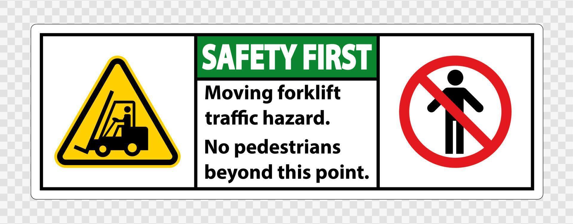 Moving forklift traffic hazard,No pedestrians beyond this point,Symbol Sign Isolate on transparent Background,Vector Illustration vector