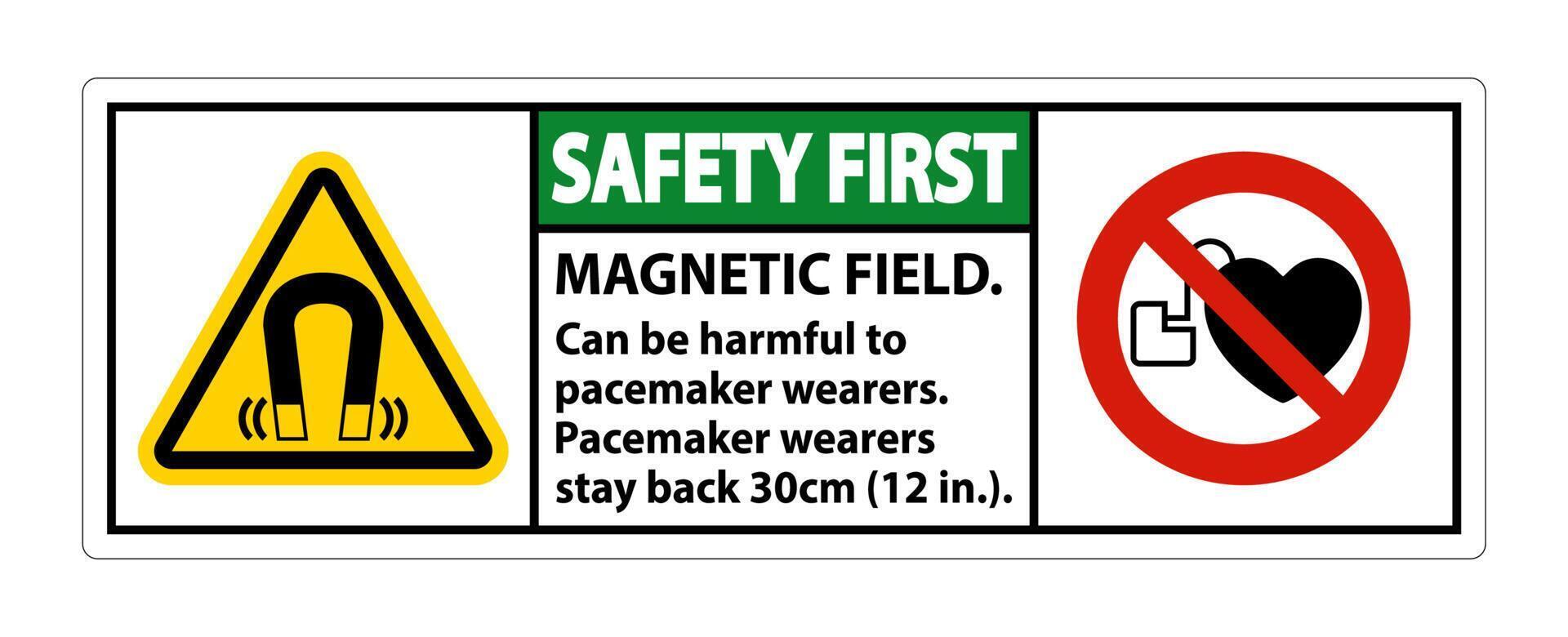 Safety First Magnetic field can be harmful to pacemaker wearers.pacemaker wearers.stay back 30cm vector