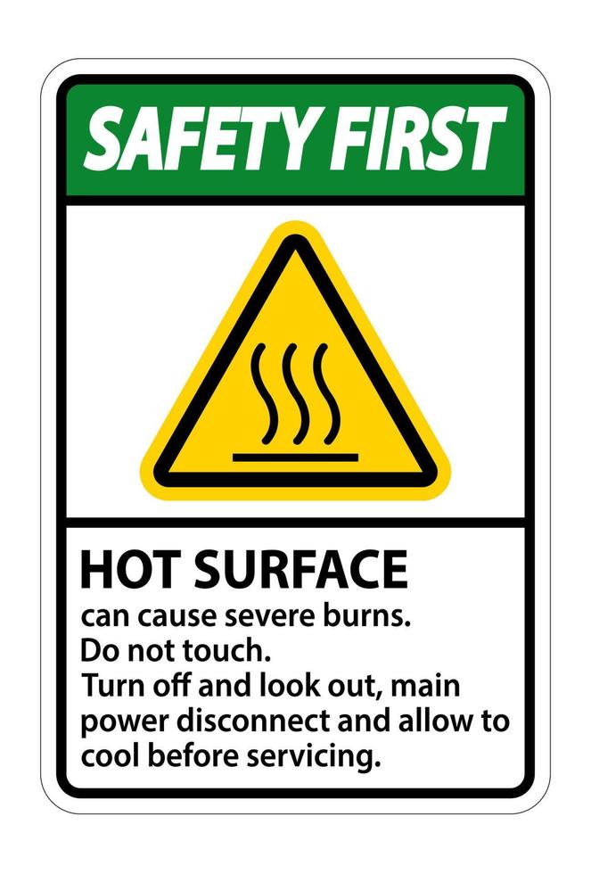 Safety First Hot surface sign on white background vector