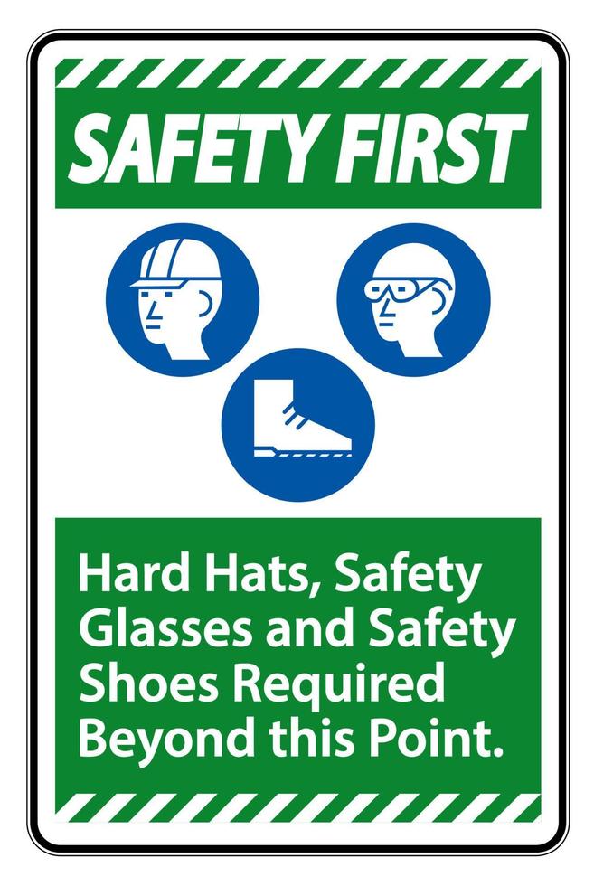 seguridad primero firmar cascos, gafas de seguridad y zapatos de seguridad necesarios más allá de este punto con el símbolo de ppe vector