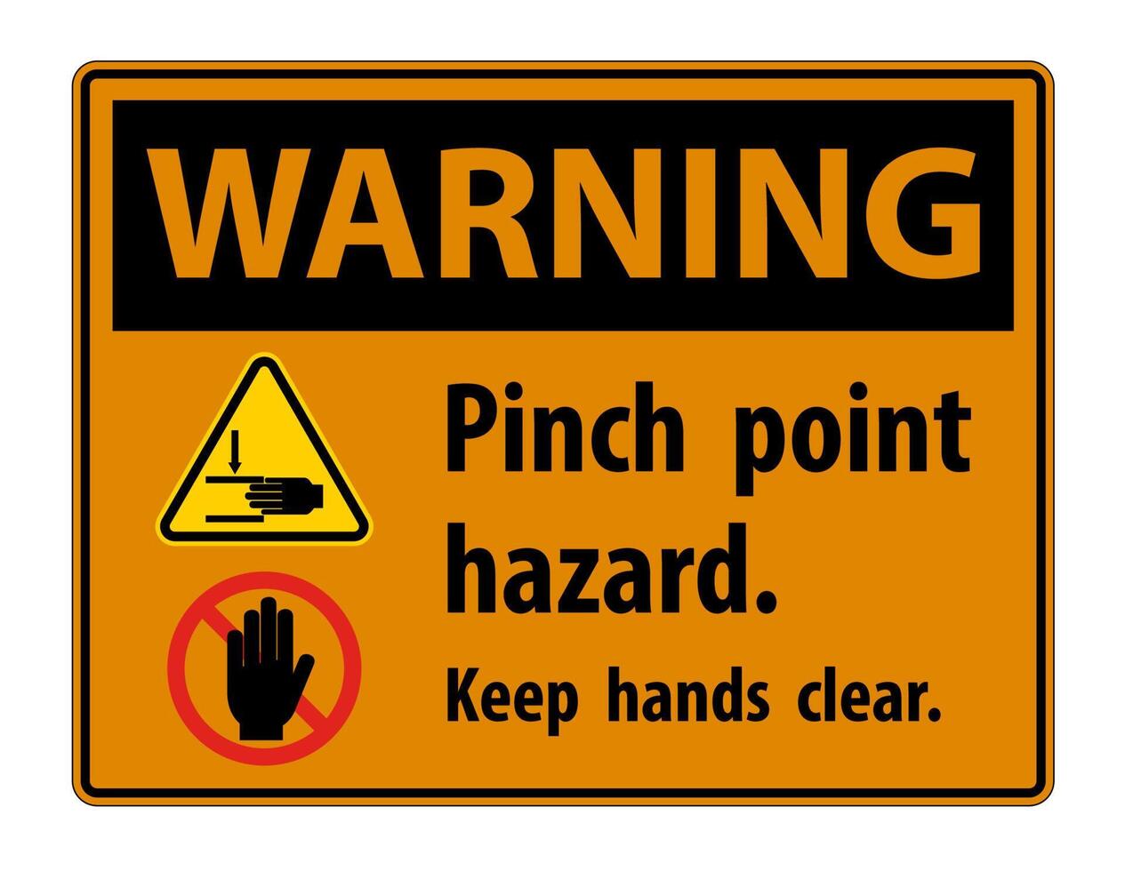 Warning Pinch Point Hazard,Keep Hands Clear Symbol Sign Isolate on White Background,Vector Illustration vector