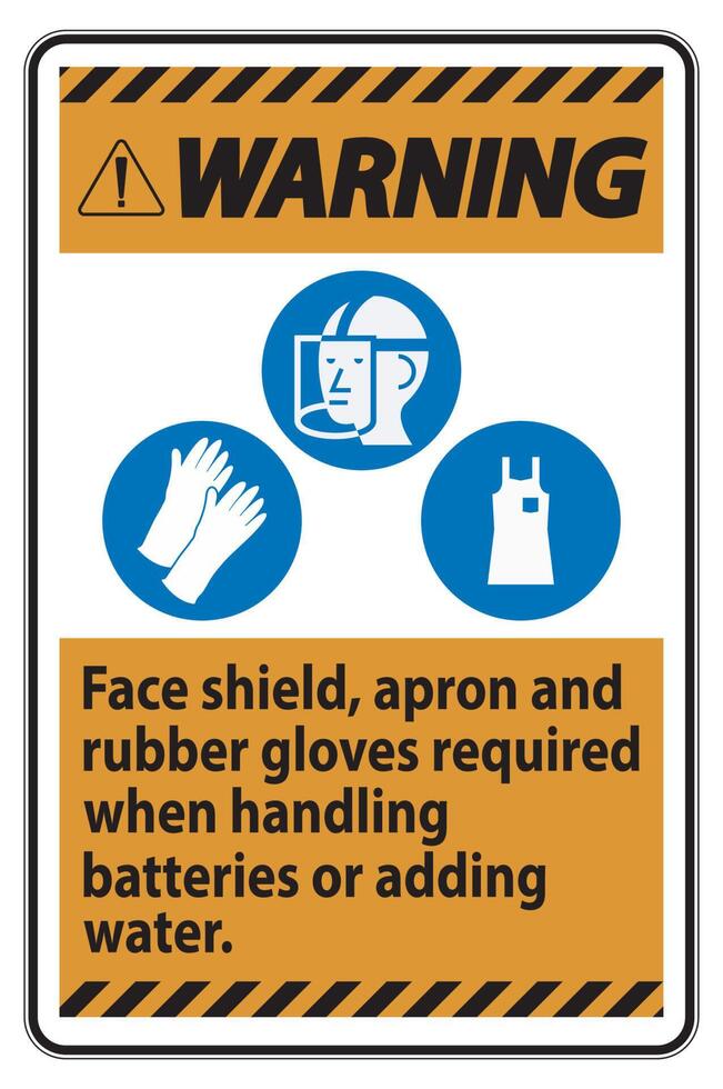 Warning Sign Face Shield, Apron And Rubber Gloves Required When 