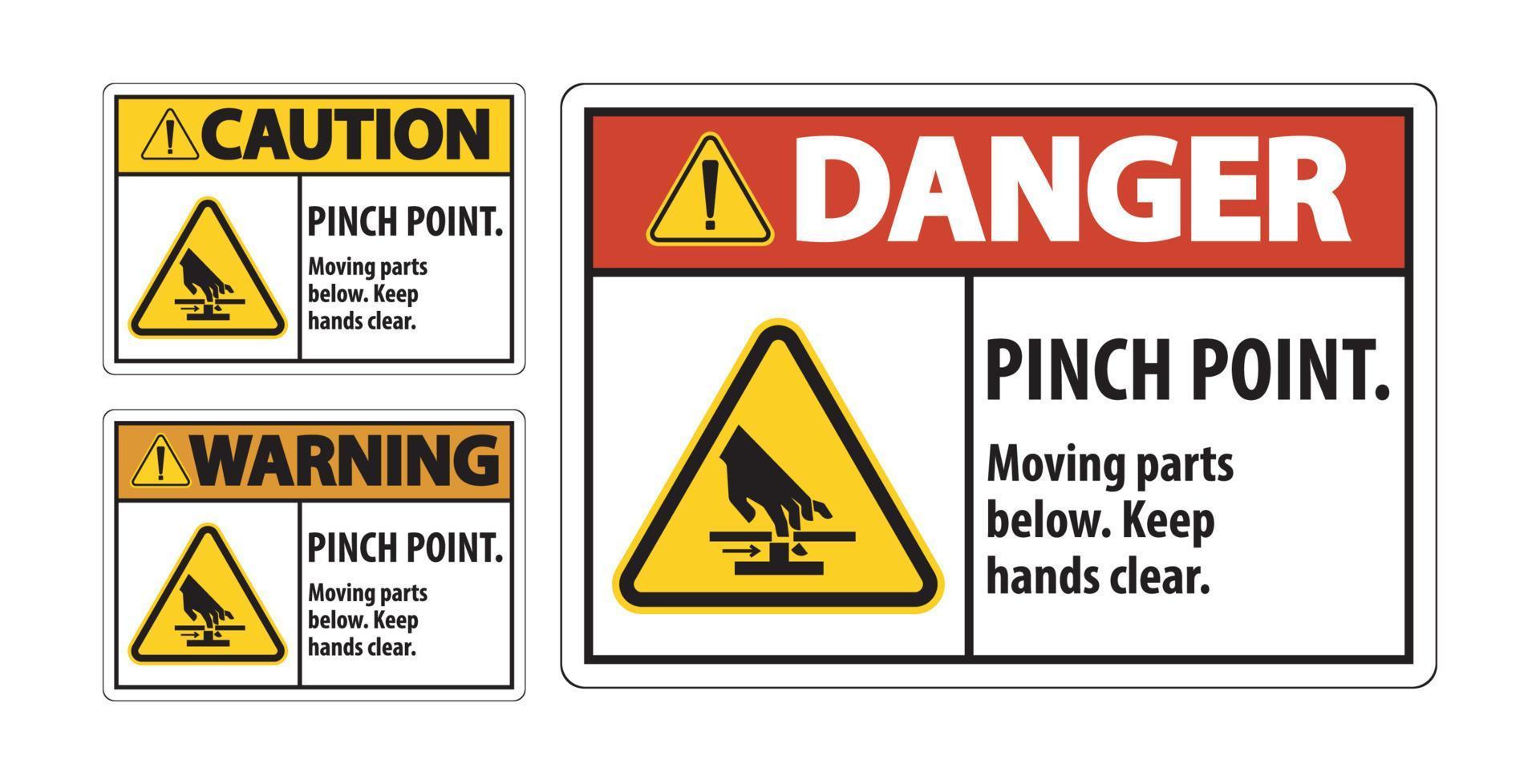 Danger Pinch Point, Moving Parts Below, Keep Hands Clear Symbol Sign Isolate on White Background,Vector Illustration EPS.10 vector