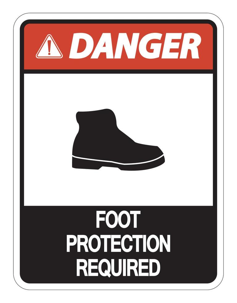 Daution Foot Protection Required Wall Sign on white background vector