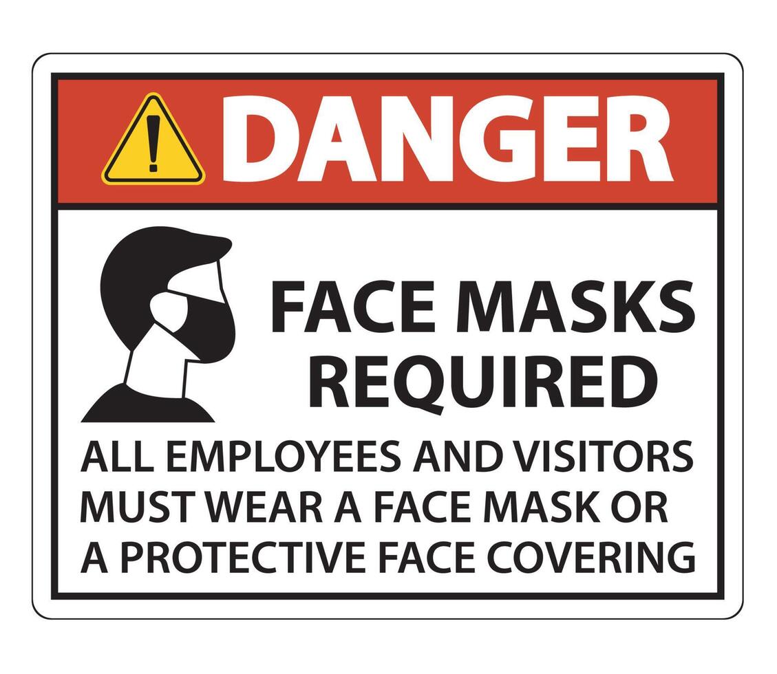 Danger Face Masks Required Sign on white background vector