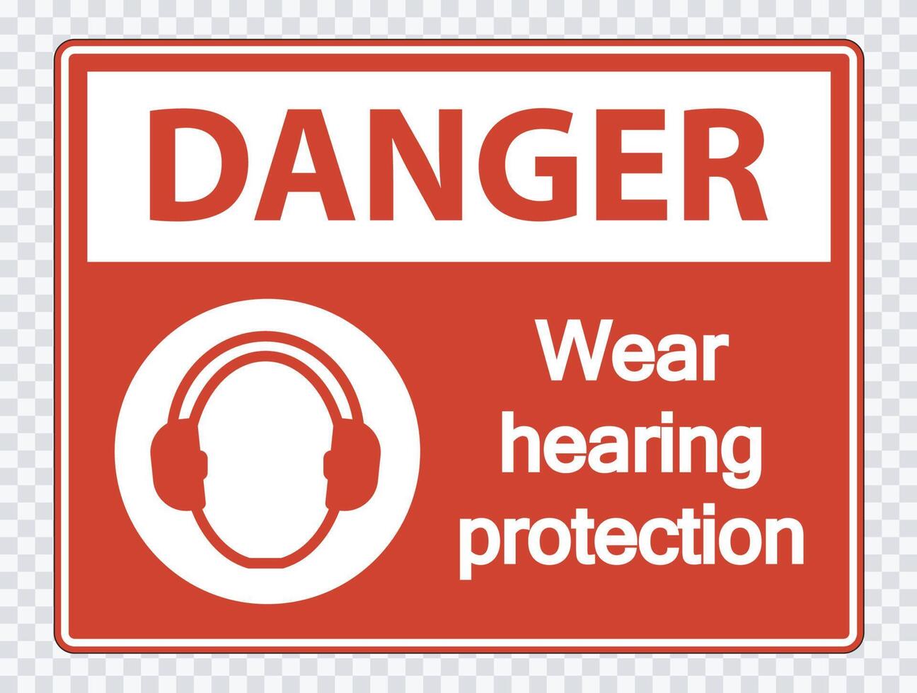 Danger Wear hearing protection on transparent background vector