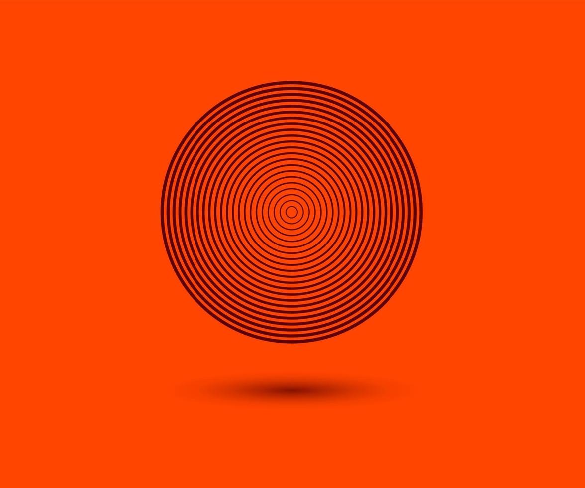 Concentric line circle elements. Lush lava and orange color. vector