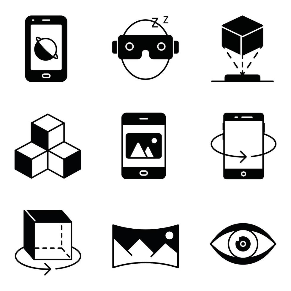 Augmented Reality Glyph Icons vector