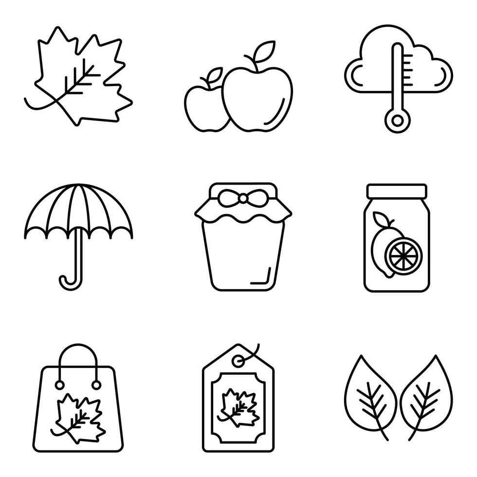 Autumn Line Icons Sets vector
