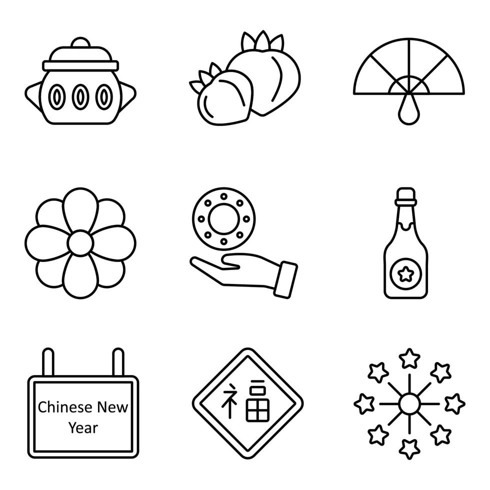 conjuntos de iconos de línea de año nuevo chino vector