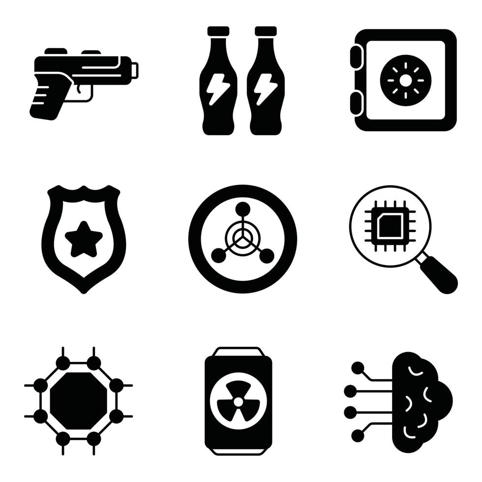 conjuntos de iconos de glifo cyberpunk vector