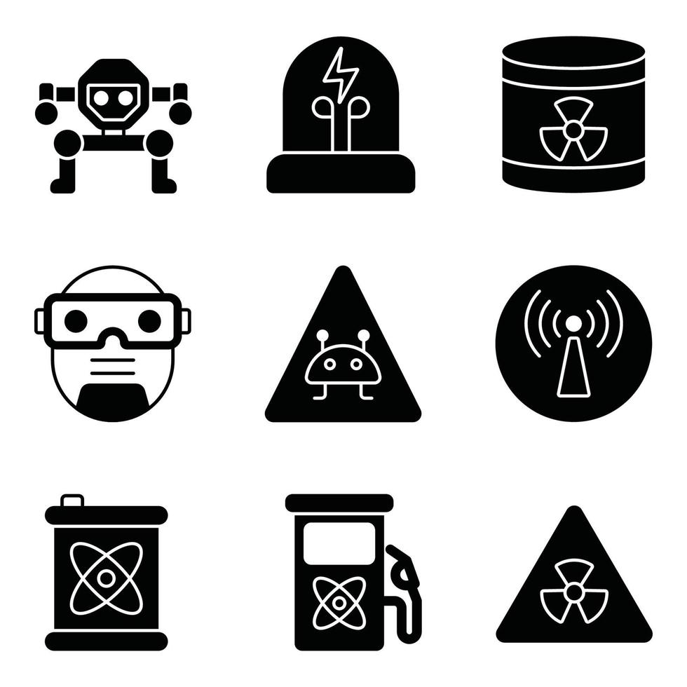 Cyberpunk Glyph Icons Sets vector