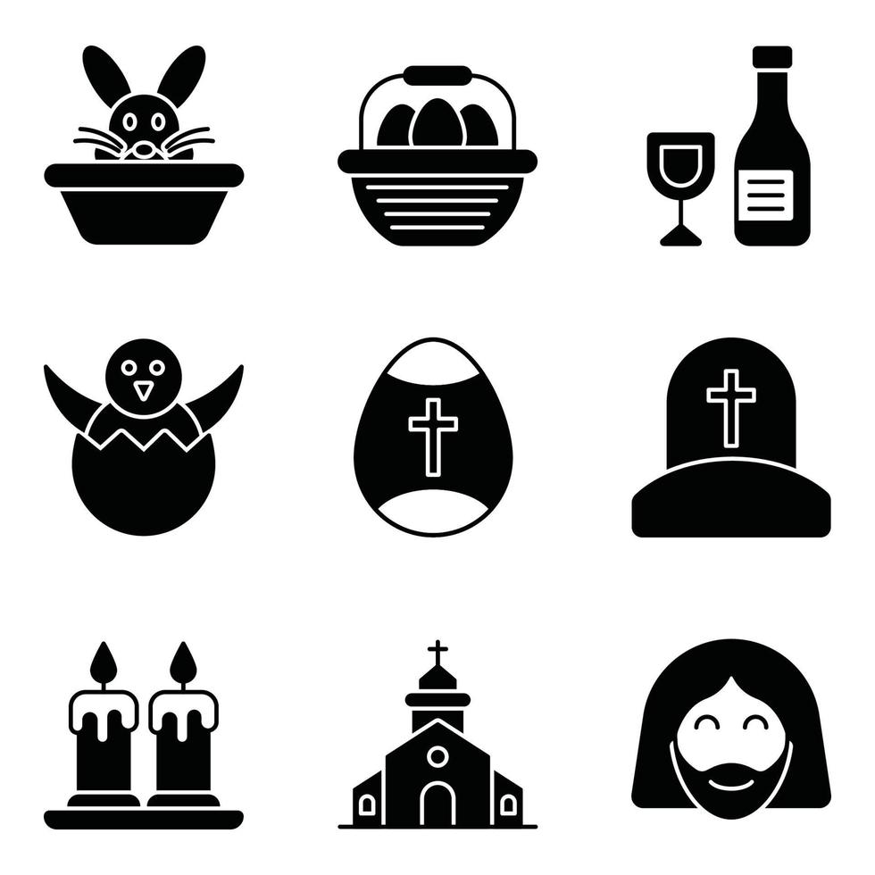 Easter Icons Glyph Sets vector