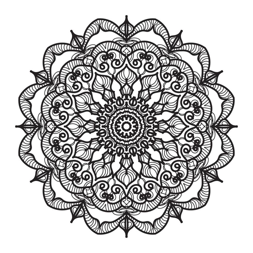 Indian Ornament black white card with mandala vector