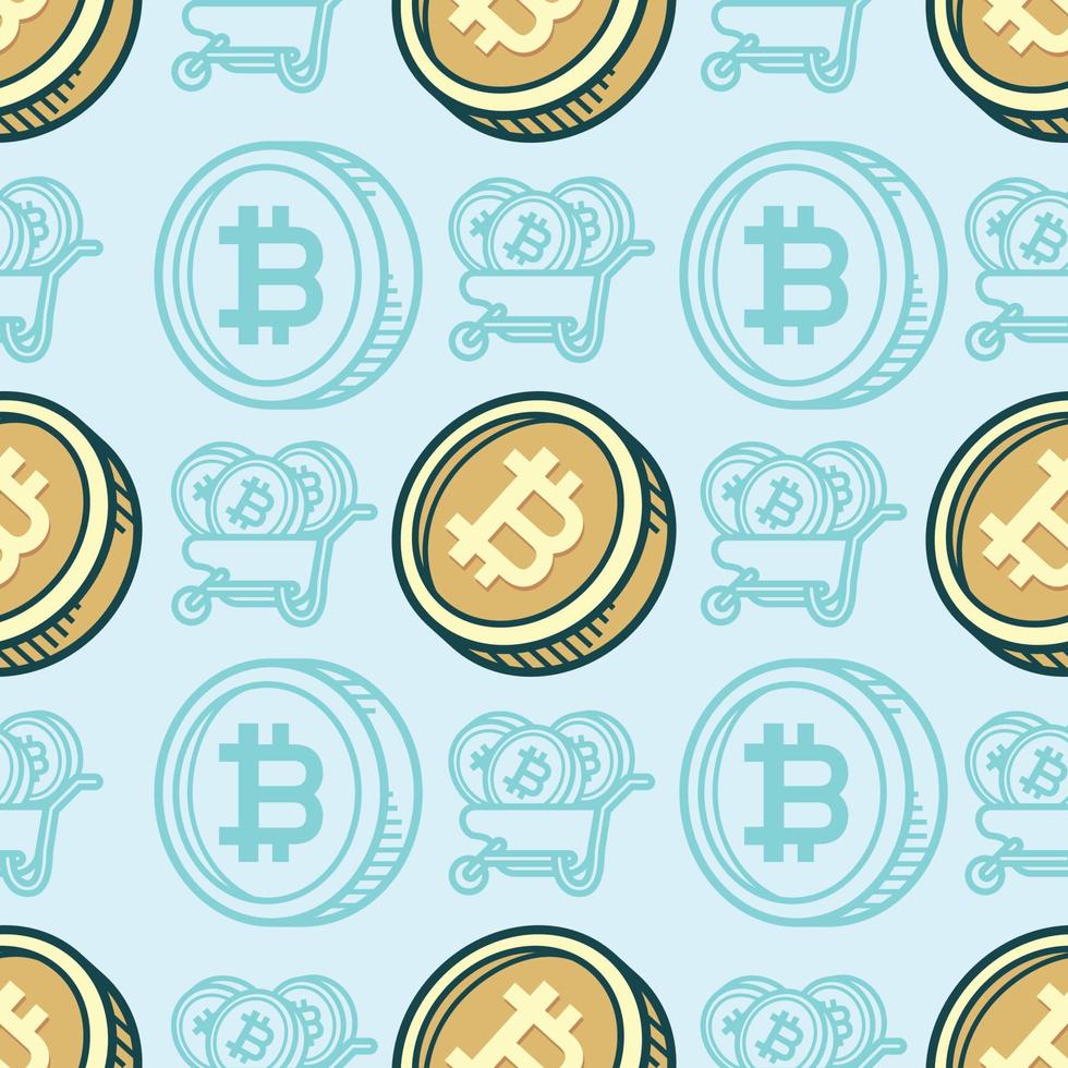 dibujos animados de bitcoin de patrones sin fisuras vector