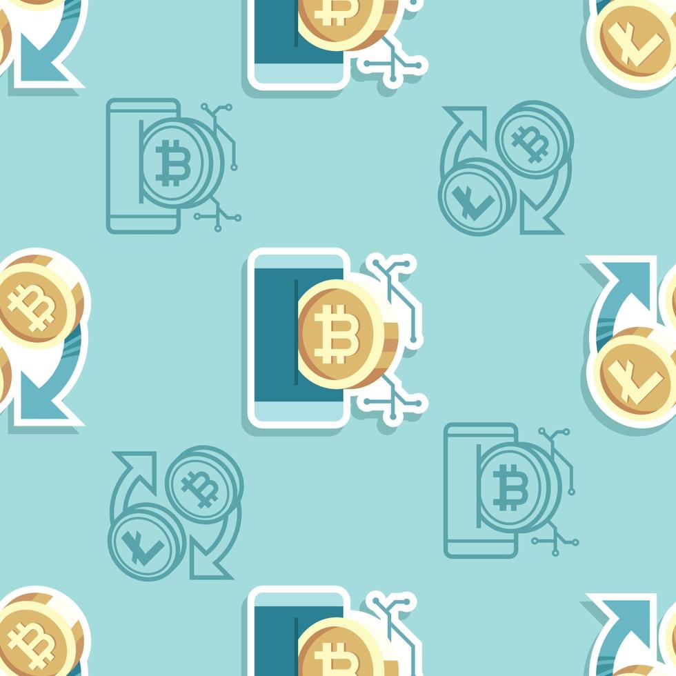 Seamless pattern cryptocurrency cartoon vector