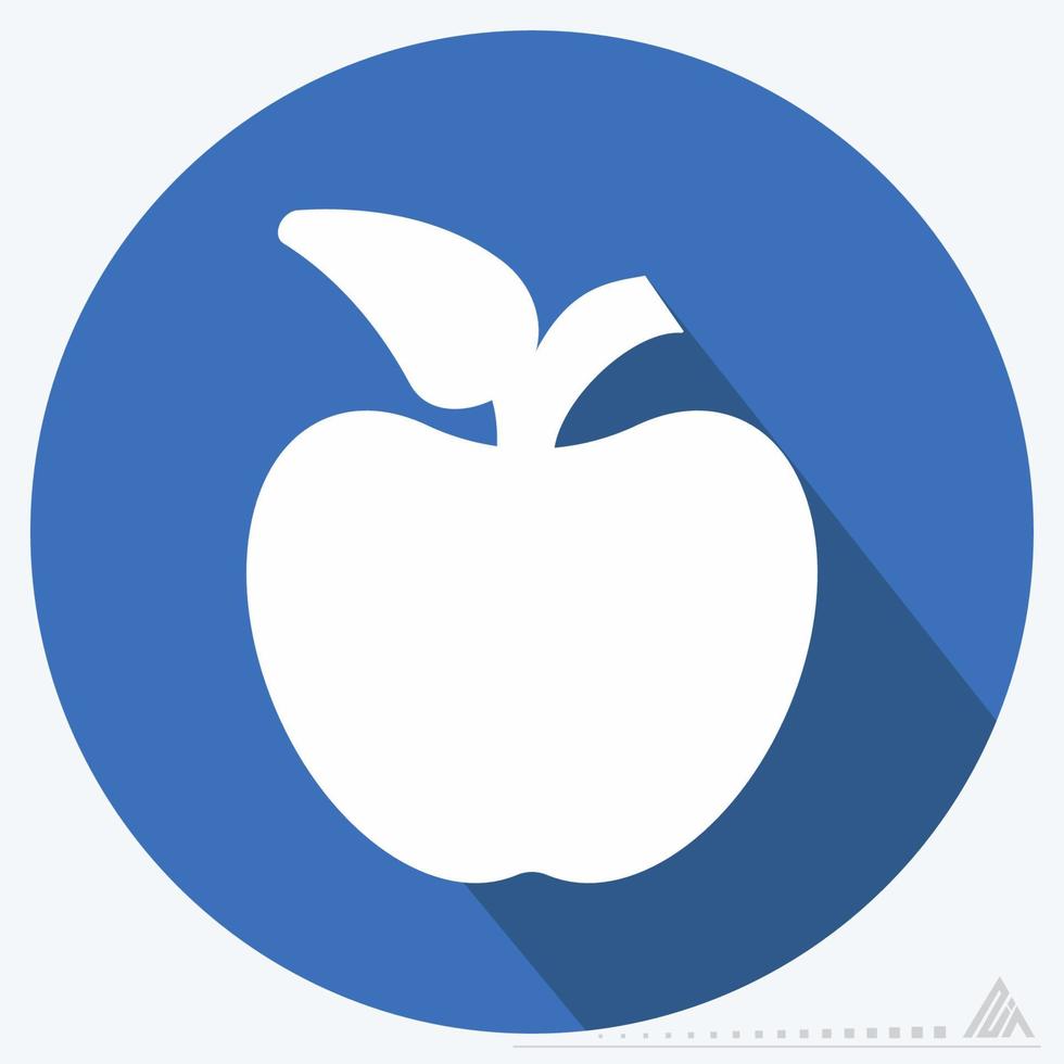 icono de manzana - estilo de sombra larga vector
