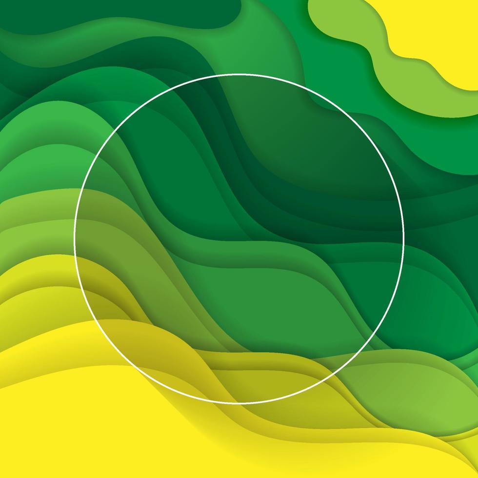 green layered shape paper cut style background vector