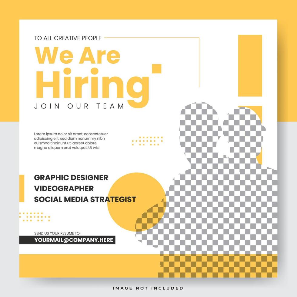 Minimal we are hiring job position for social media post template vector