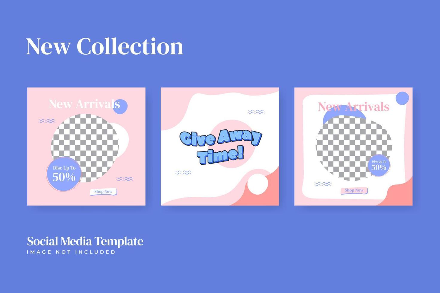 Set of retro style square fashion social media template vector