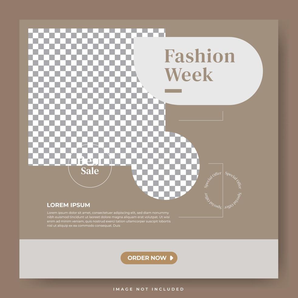 Fashion week for social media post template vector