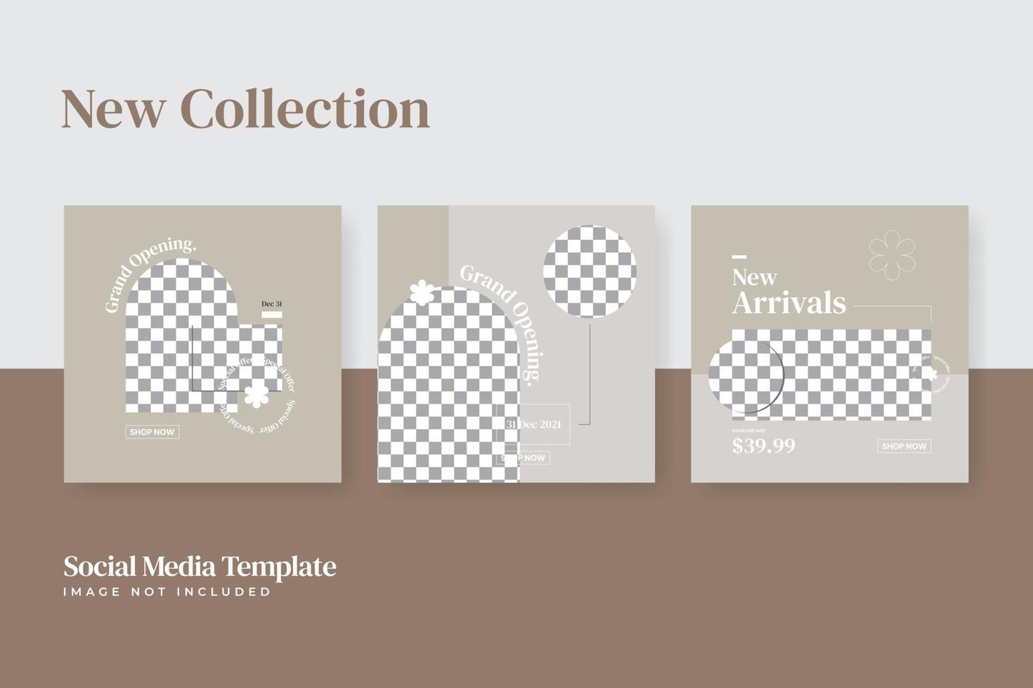 TeSet of square minimalist fashion theme for social media template vector