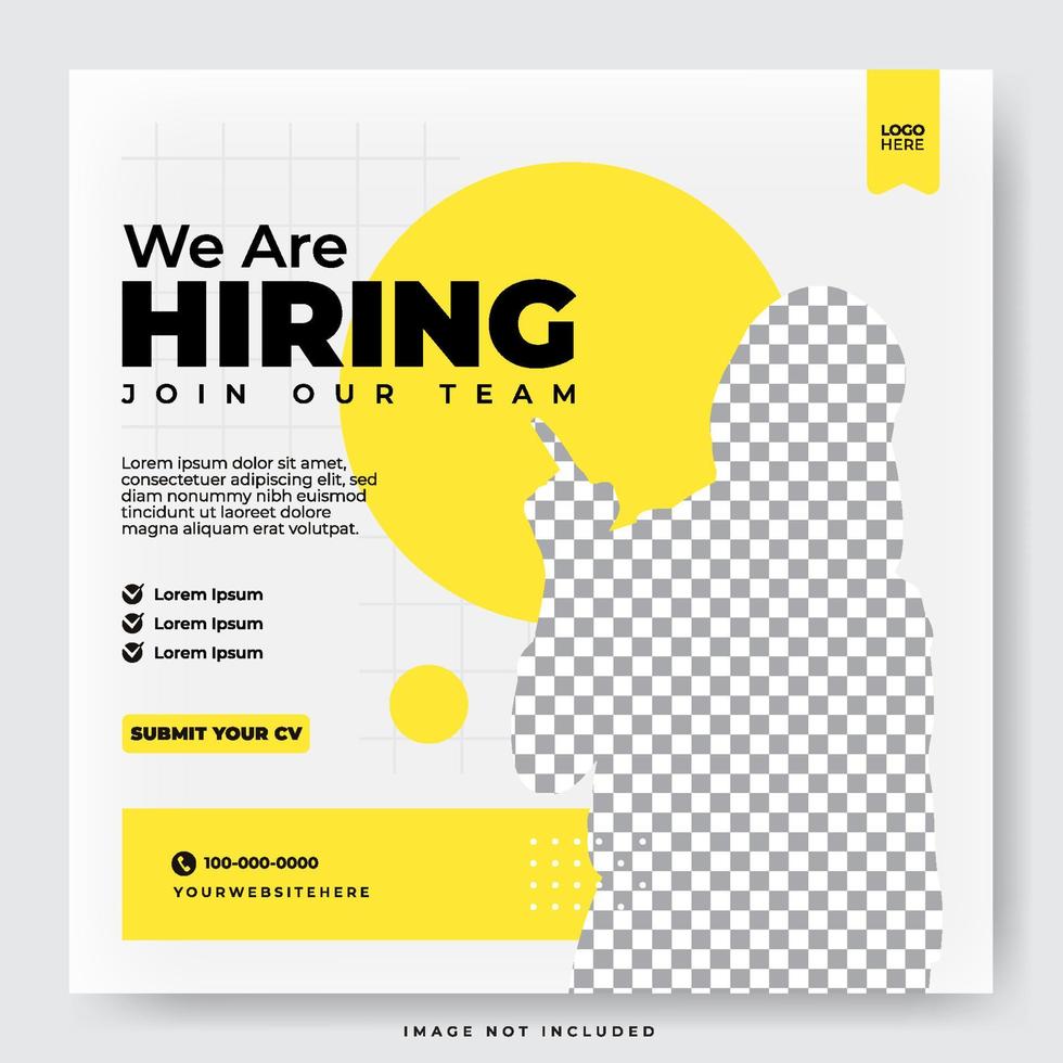 We are hiring job position, social media post template vector
