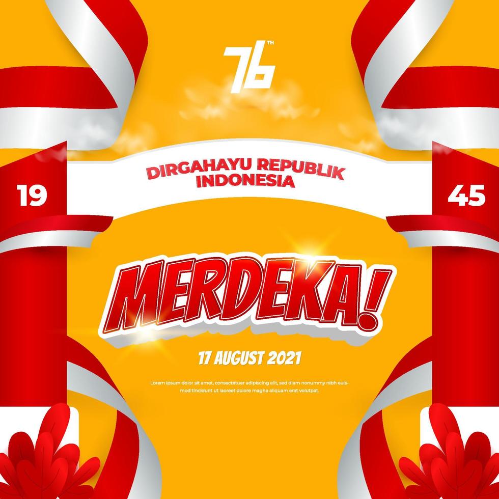 Fondo de celebración del día de la independencia 76 de indonesia medios de dirgahayu republik indonesia vector