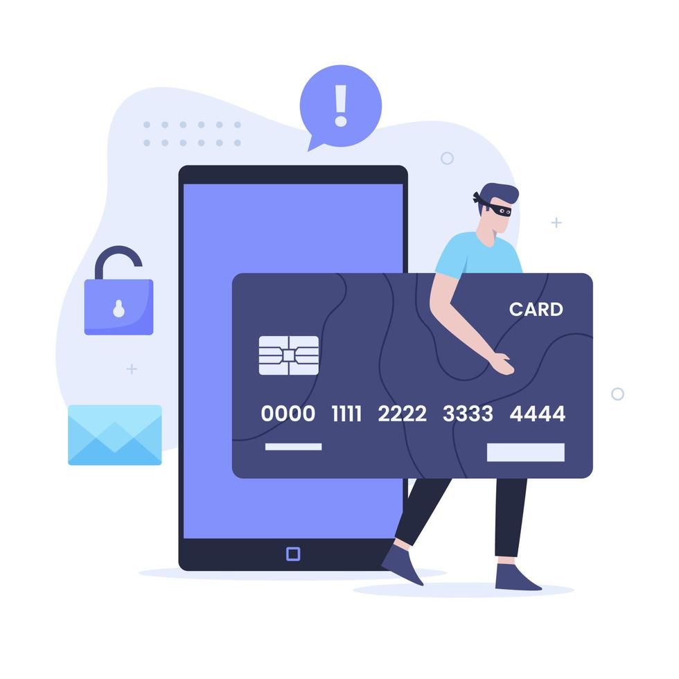 Credit card fraud flat illustration design concept vector