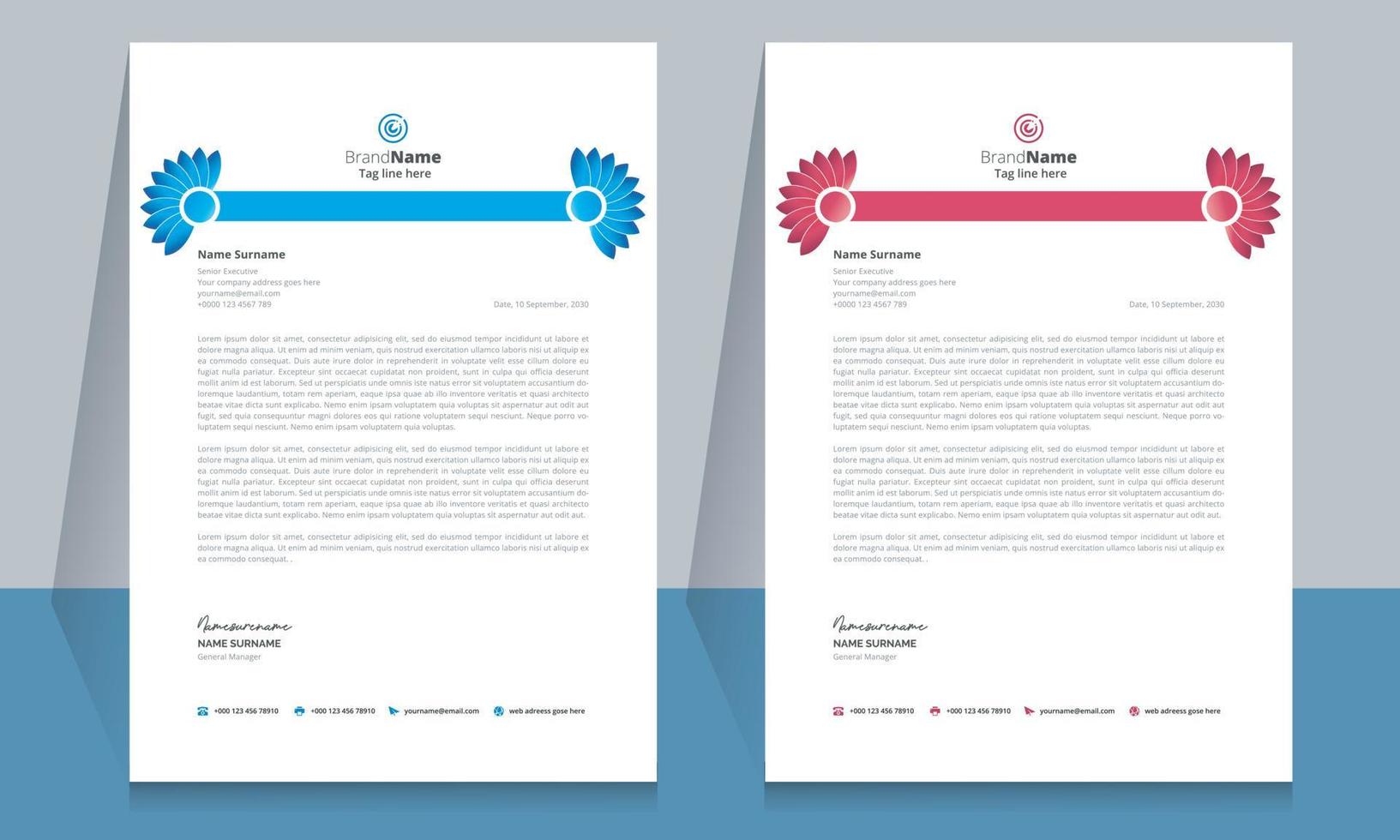 Creative modern letterhead template, business style letterhead design template. Company letterhead template designs. Letterhead, flyer template. vector