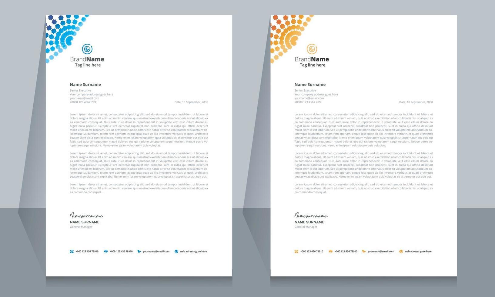 Creative modern letterhead template, business style letterhead design template. Company letterhead template designs. Letterhead, flyer template. vector