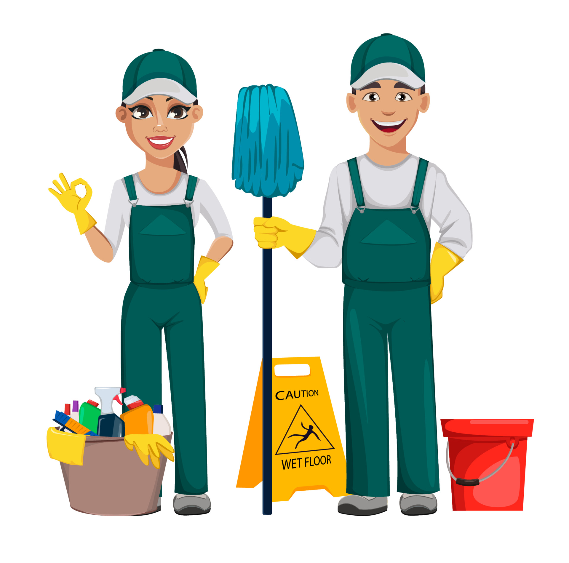 Cleaning service concept. Cheerful cartoon character 3578868 Vector Art