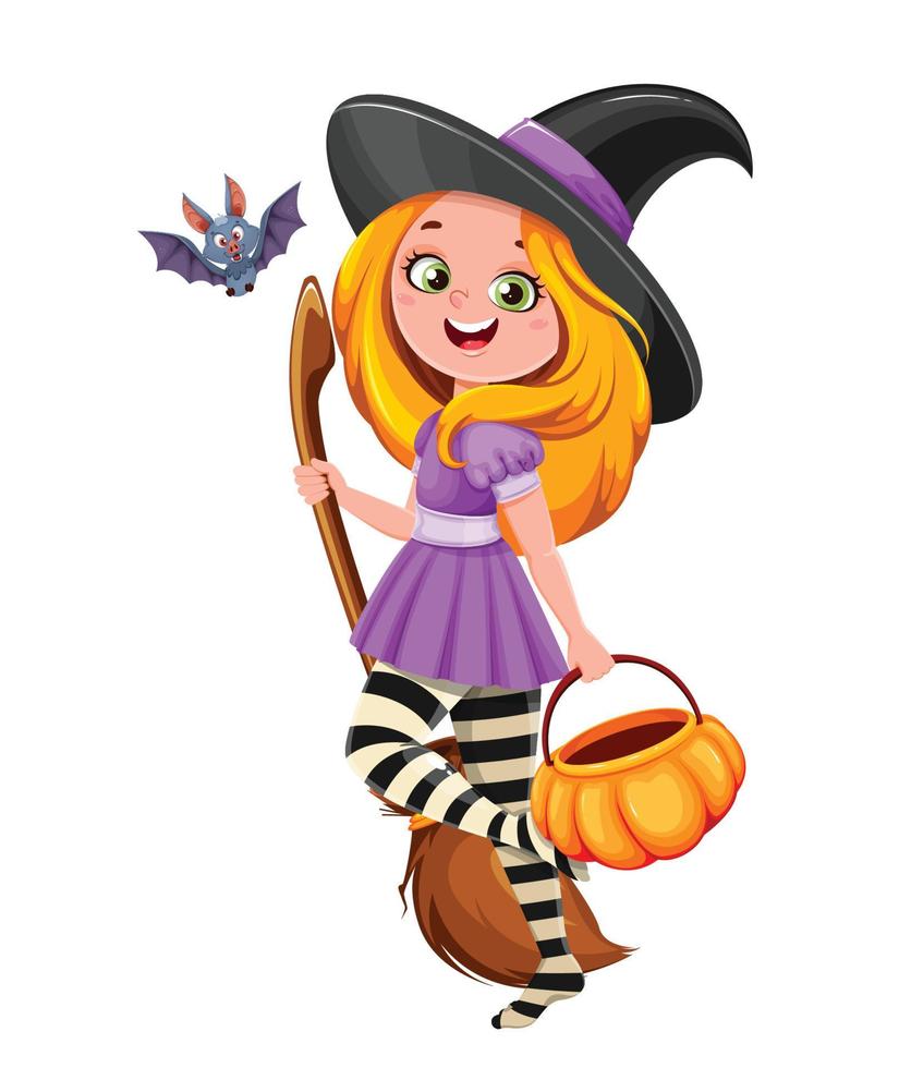 Beautiful little witch cartoon character vector