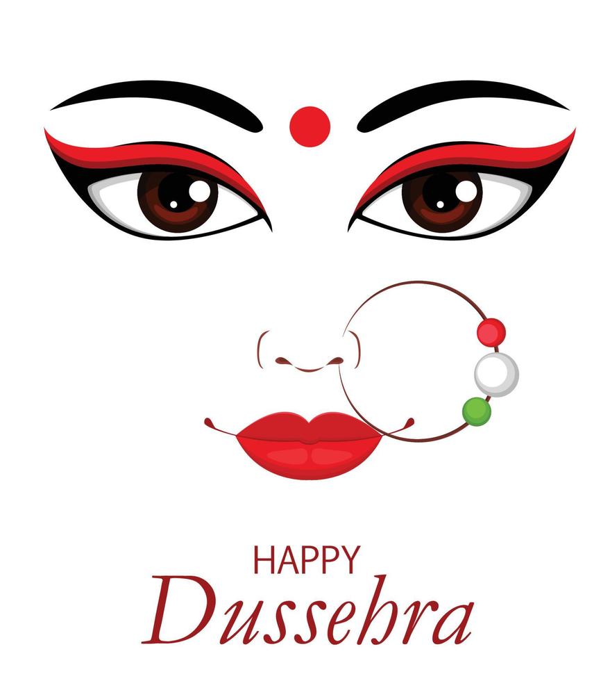 Ilustración de vector de feliz dussehra. contorno de la cara de maa durga