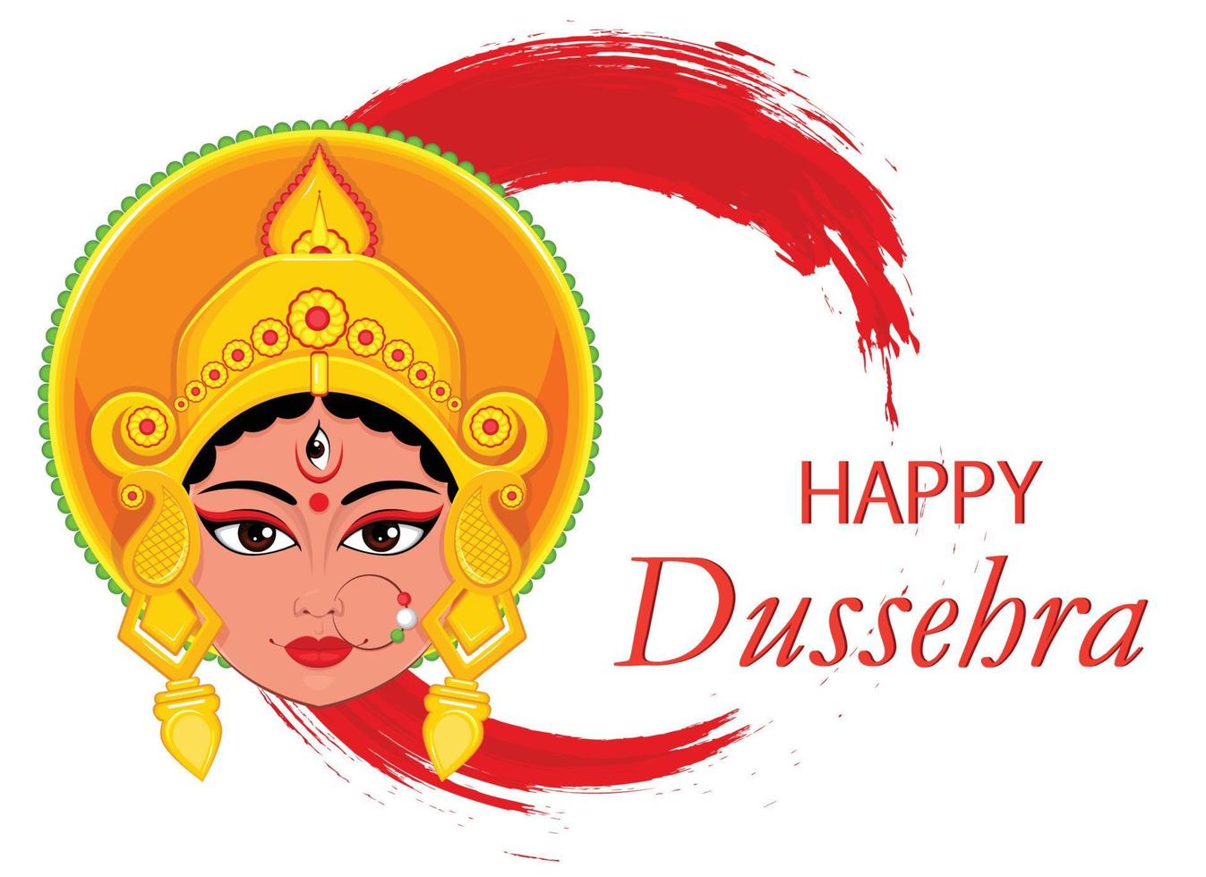 Happy Dussehra greeting card. Maa Durga Face on abstract background for Hindu Festival. vector