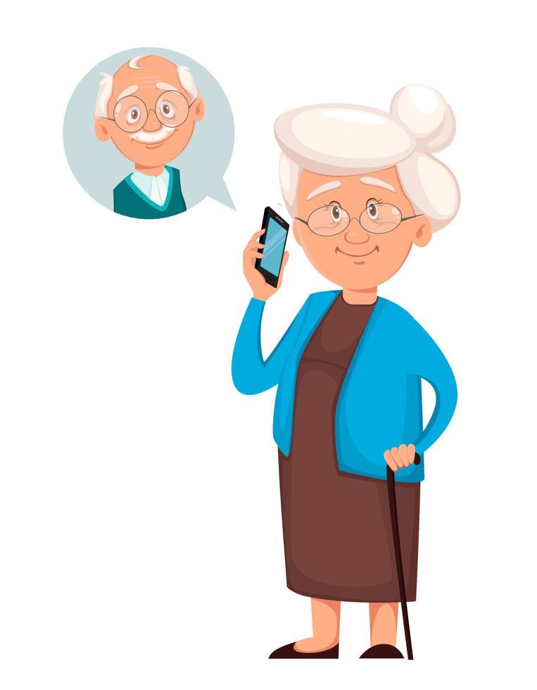 Grandmother calling to her husband vector